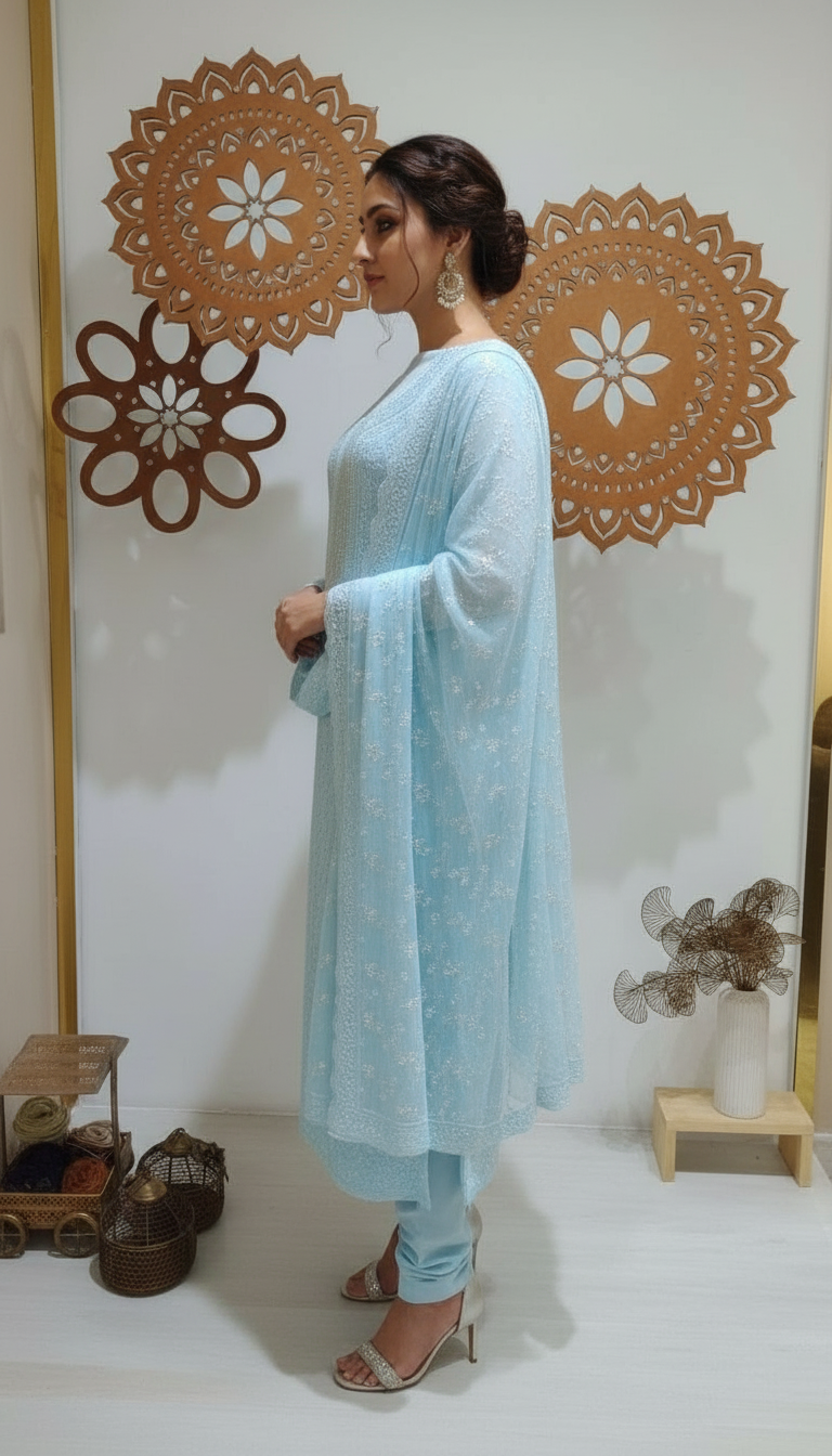 Chikankari Suit Set view 2