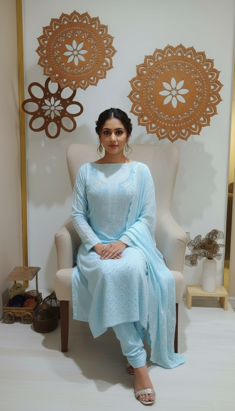 Chikankari Suit Set view 3