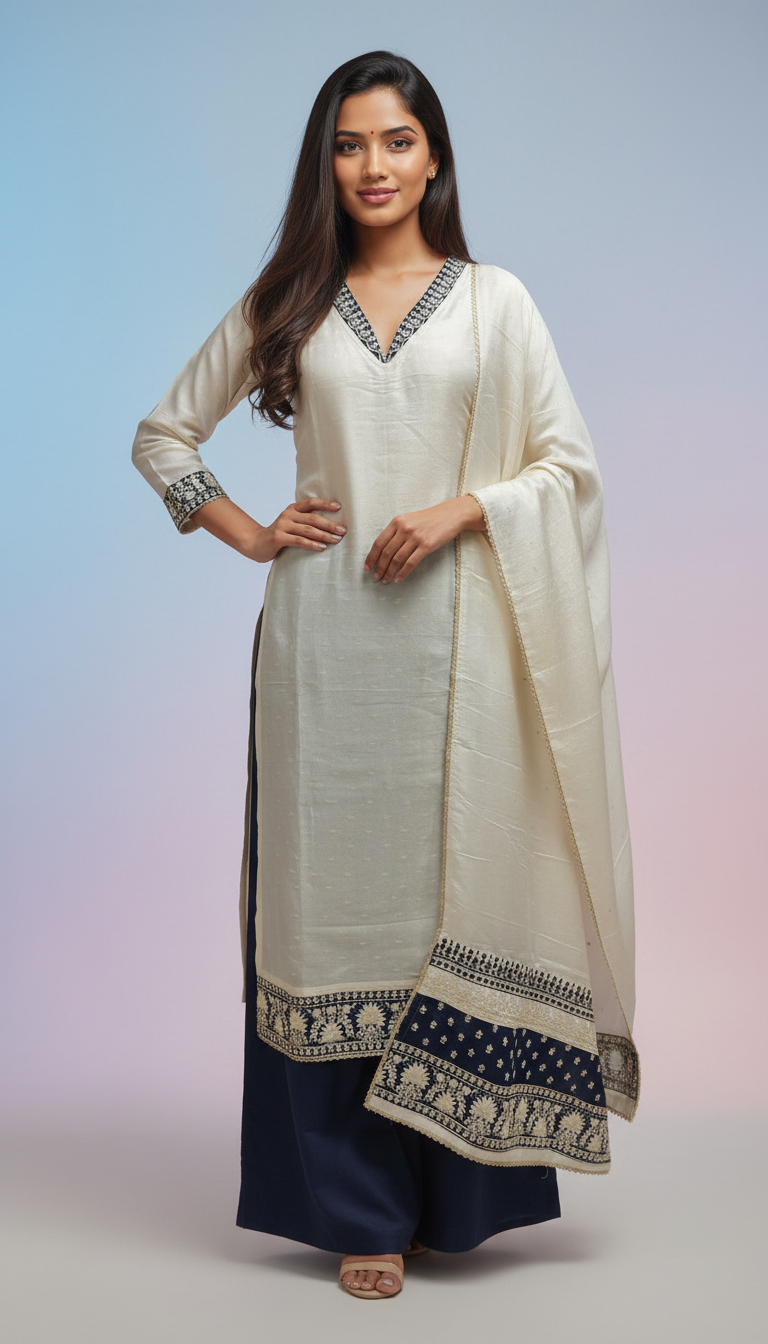 Tissue Kurta Set view 4