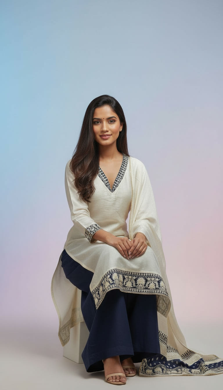 Tissue Kurta Set view 3