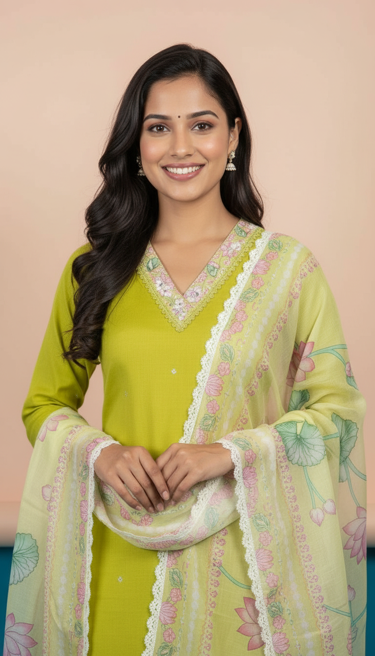 Mal Chanderi Suit With Elegant Printed Dupatta