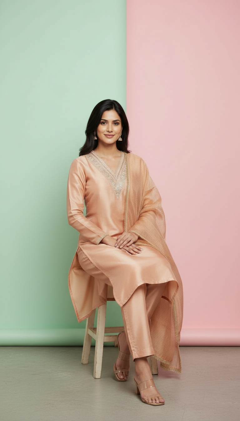 Ethnic Wear Tissue Suit view 4