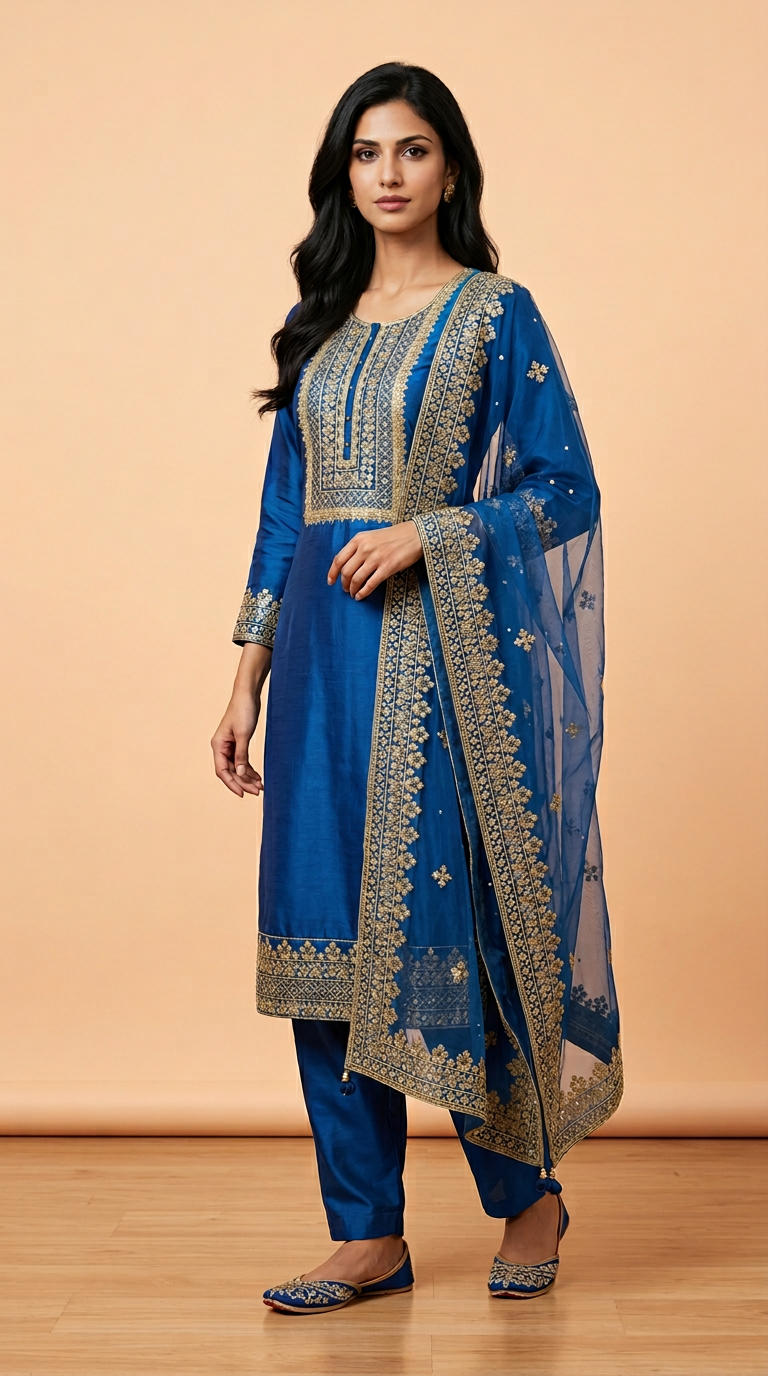 Ethnic Wear Upada Silk Kurta Set view 4