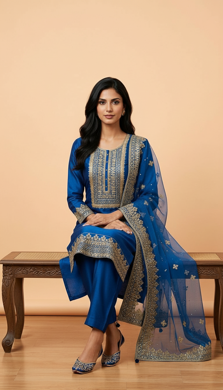Ethnic Wear Upada Silk Kurta Set view 3