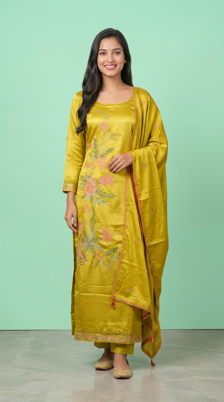 Embroidered Muslin Salwar Kameez Set