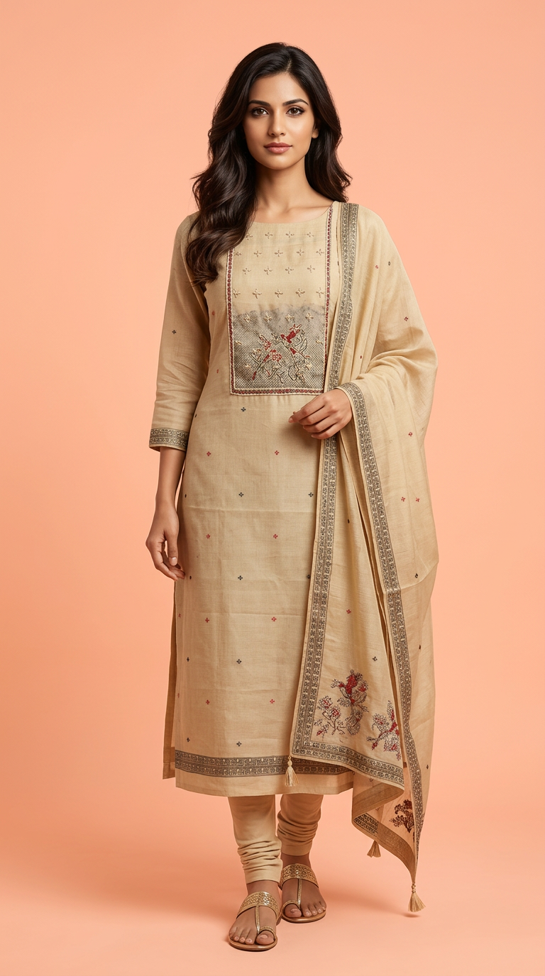 Embroidered Soft Silk Kurta Set view 4