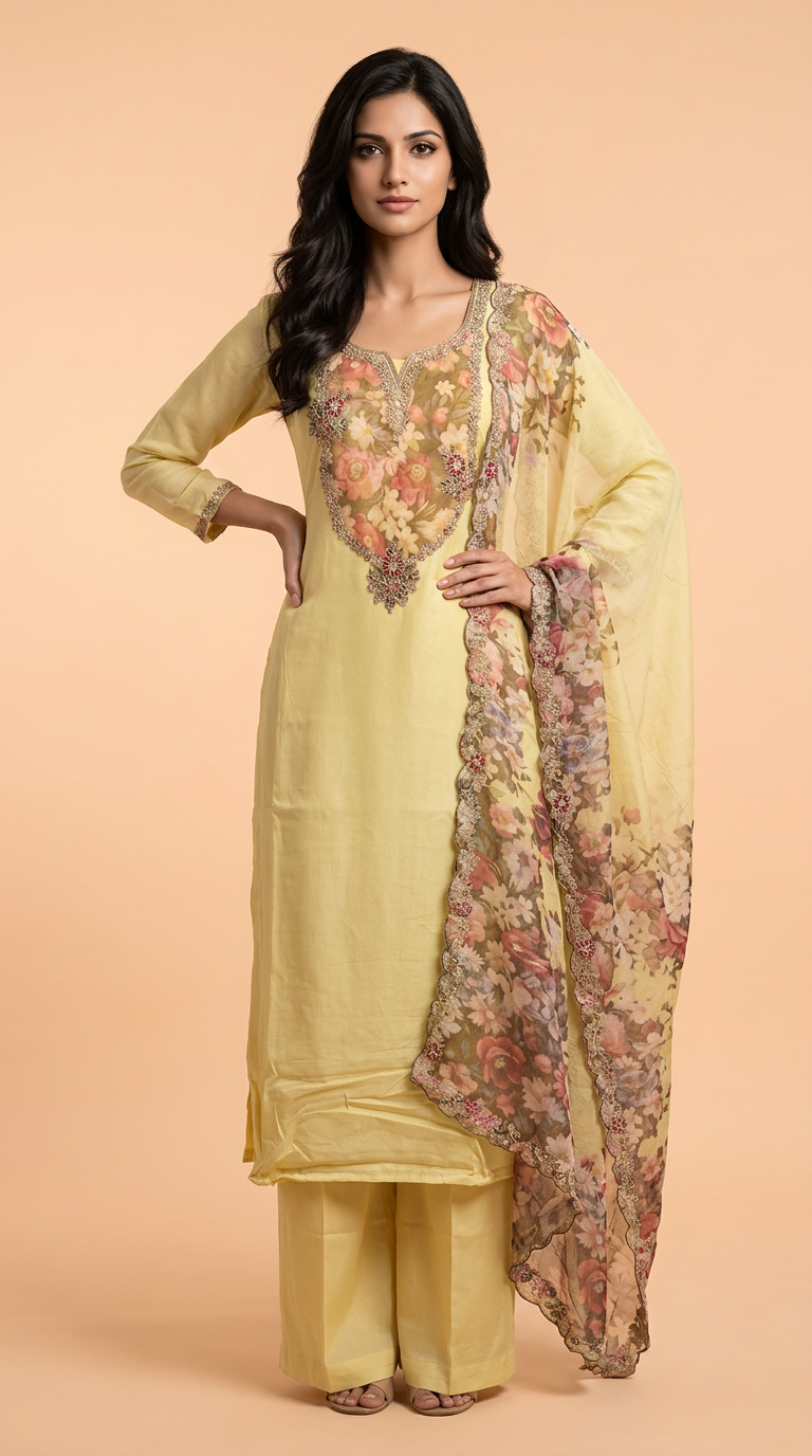 Ethnic Muslin Suit Set view 4