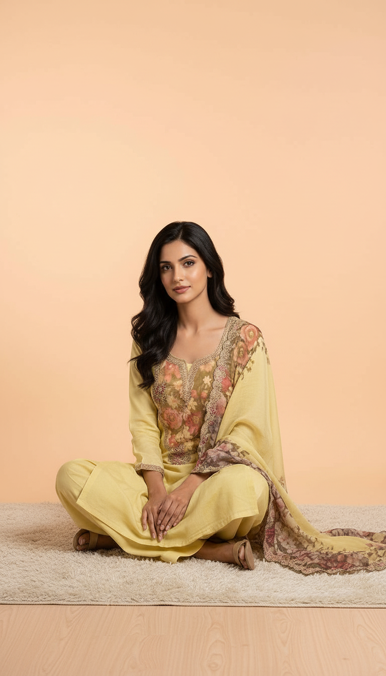 Ethnic Muslin Suit Set view 2