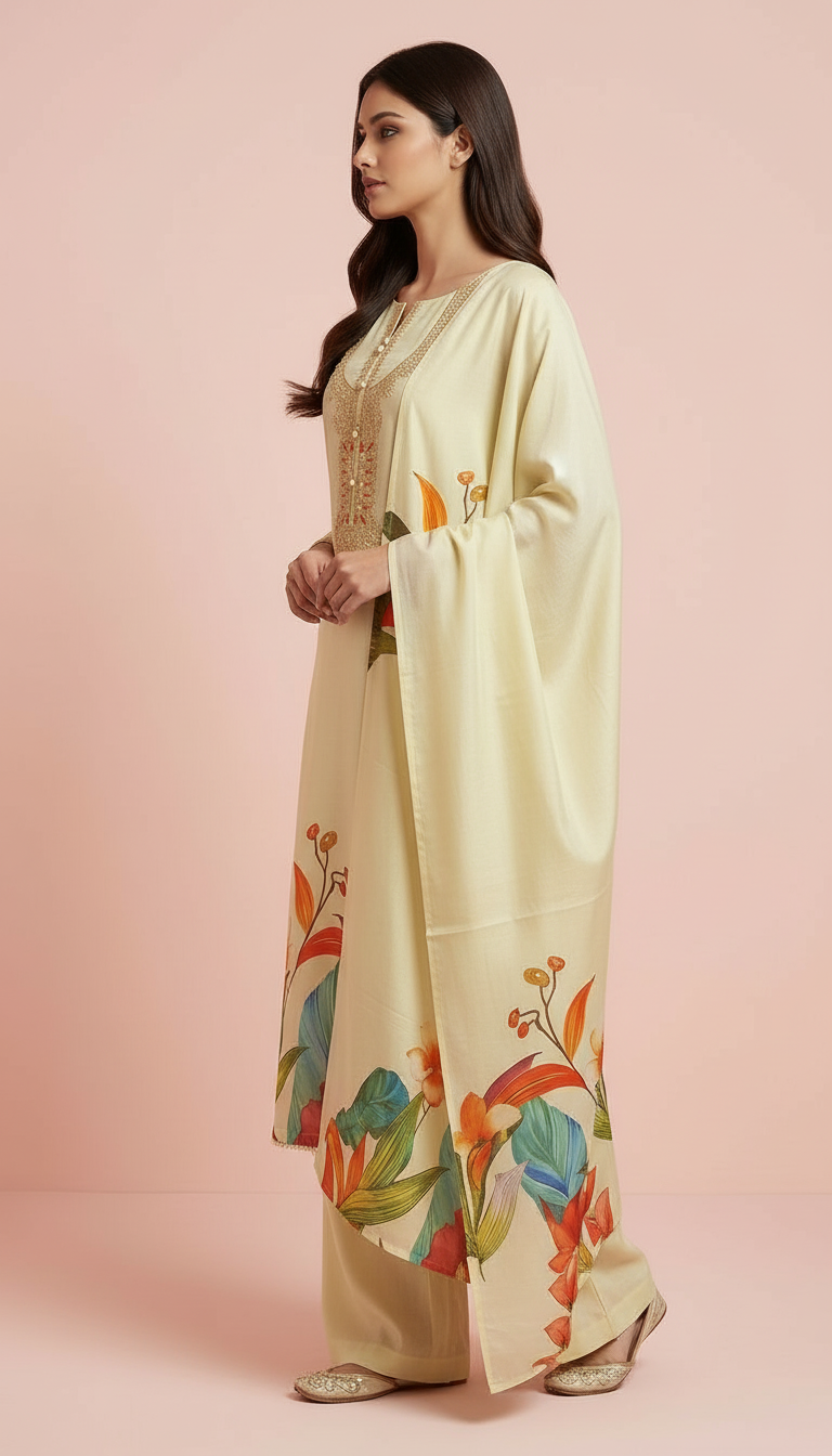 Tissue Floral Embroidered Suit view 3