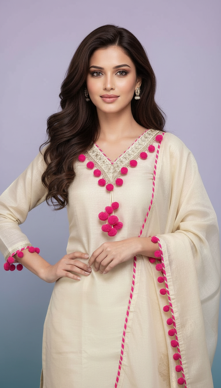 Ethnic Tissue Kurta Set