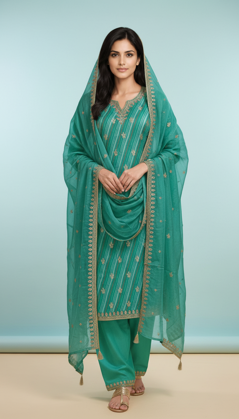 Ethnic Dola Silk Suit Set view 4