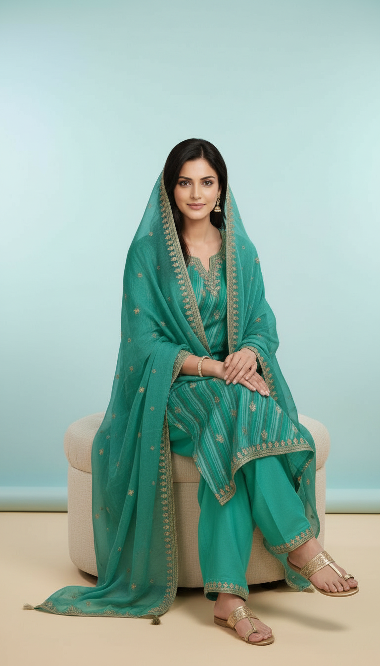 Ethnic Dola Silk Suit Set view 3