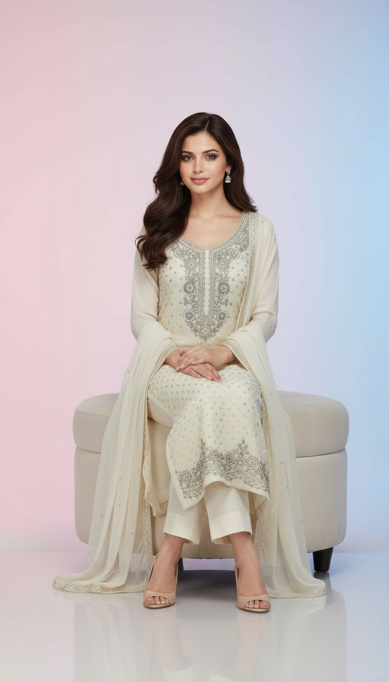 Ethnic Georgette Suit Set view 3