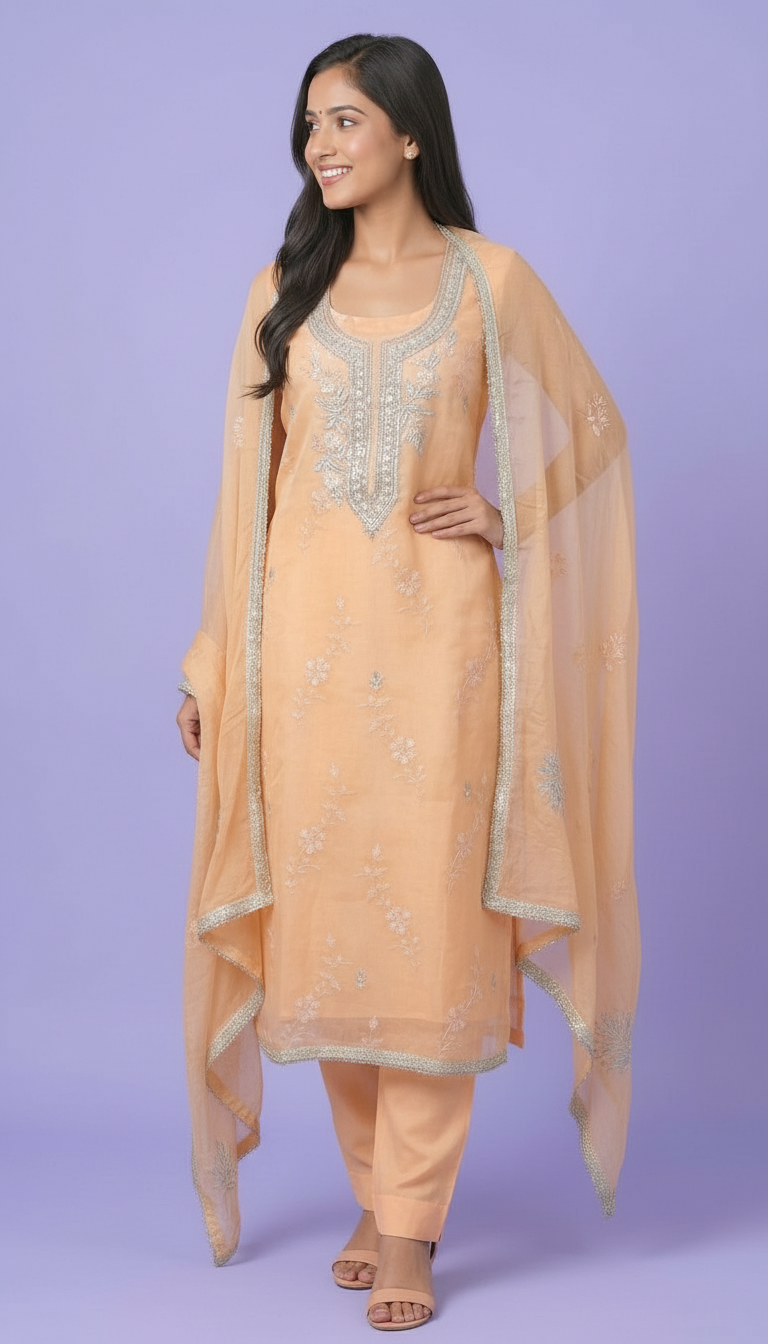 Organza Ethnic Suit Set view 4
