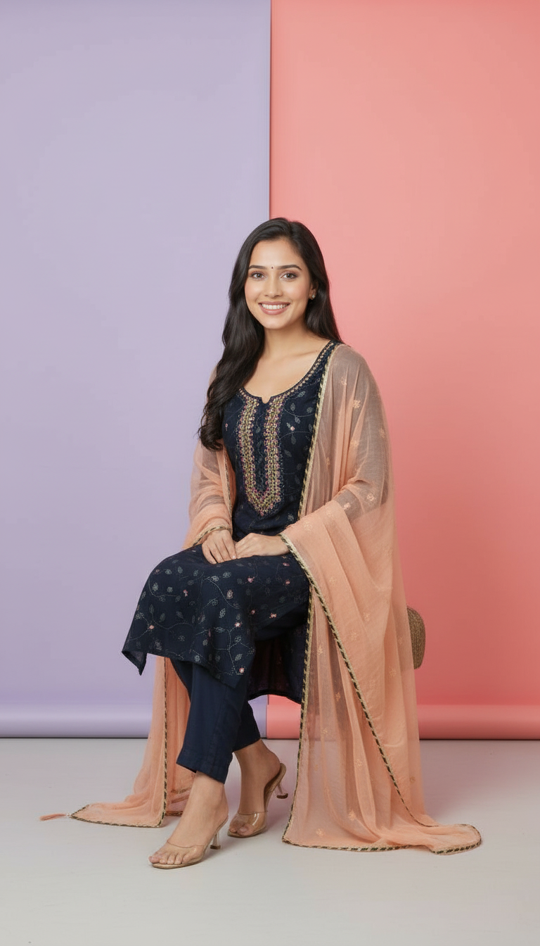Georgette Kurta with Dupatta view 2