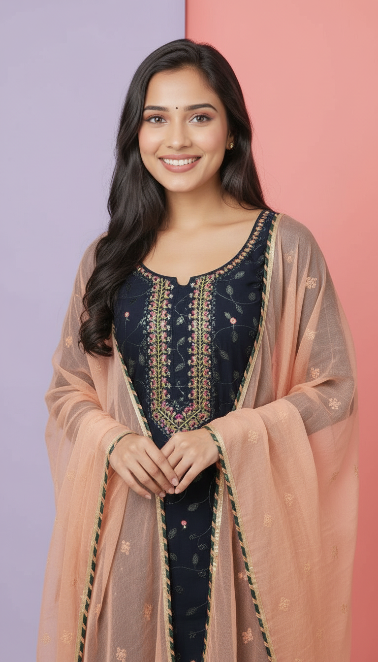Georgette Kurta with Dupatta view 3