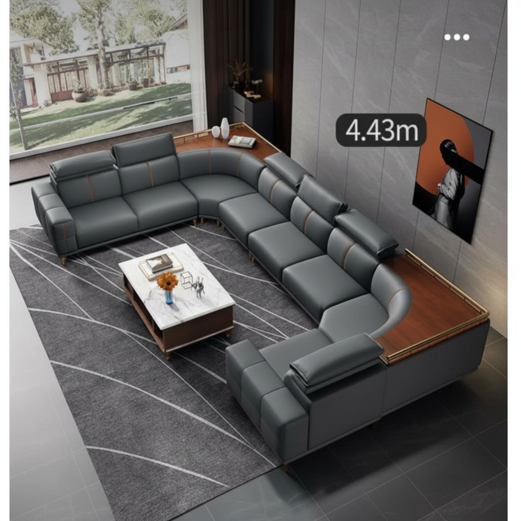 U-Shaped Leather Sofa Set view 2