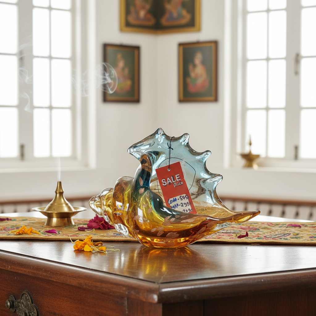 Glass Sea Shell Figurine