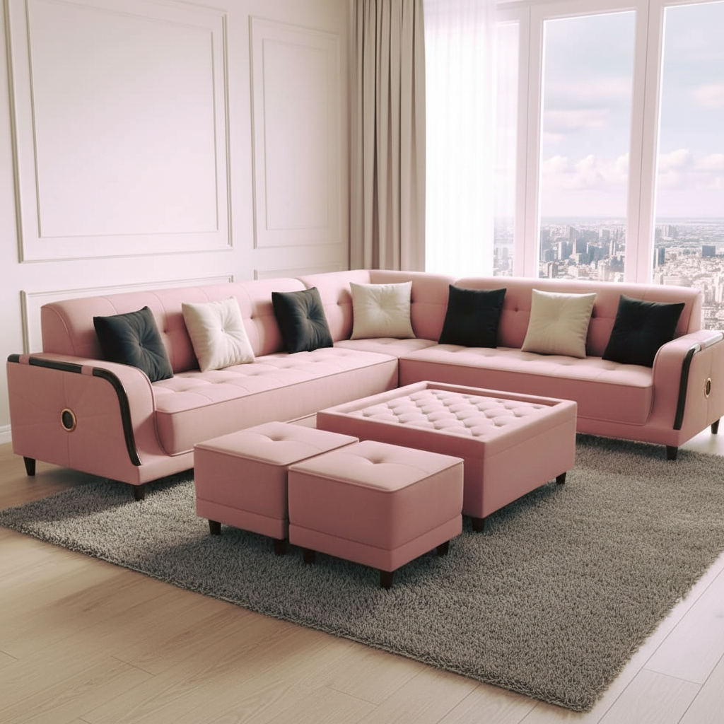 Pink Sectional Sofa Set
