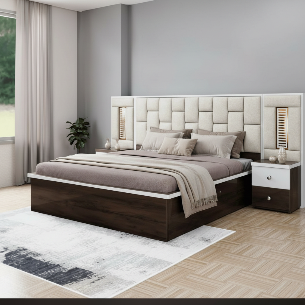 Contemporary Upholstered Bed Set