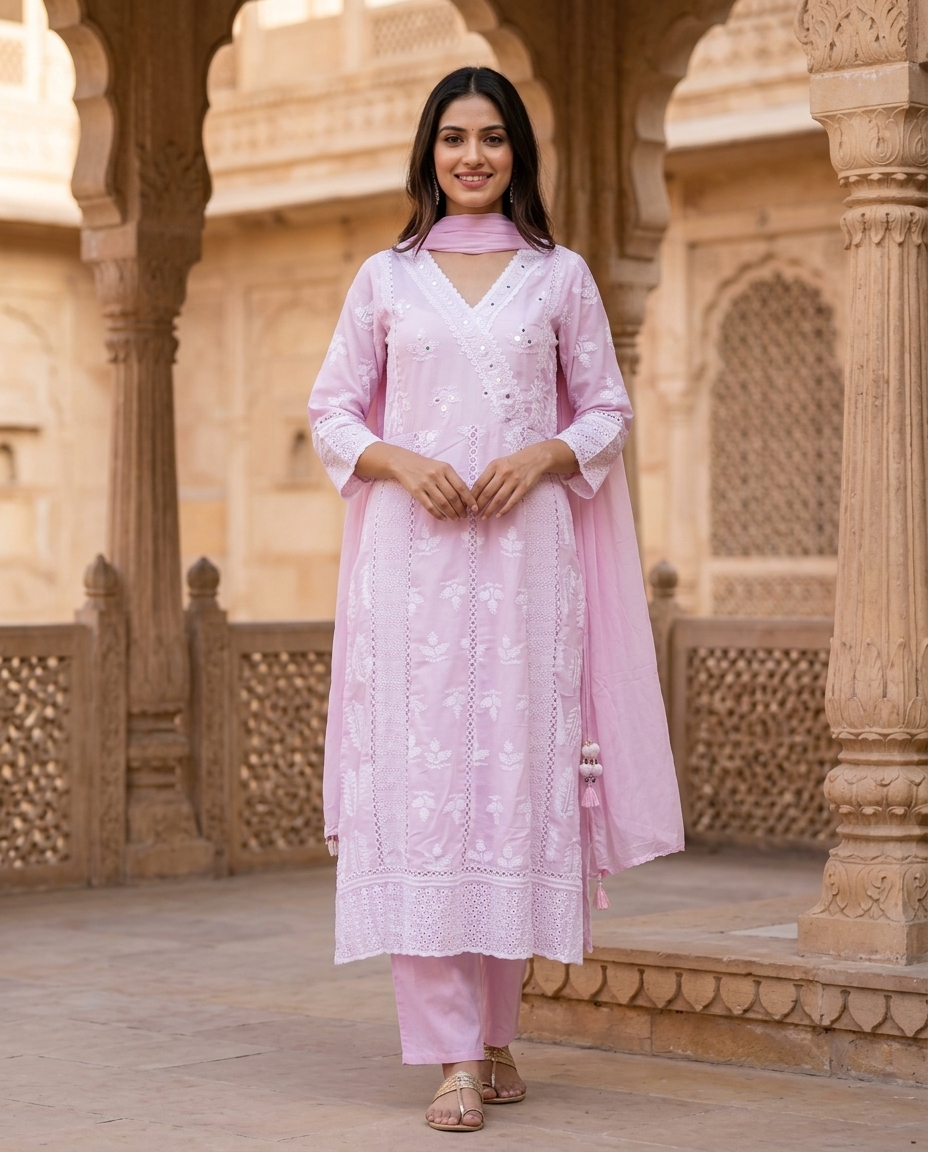 Pink Embroidered Suit view 2