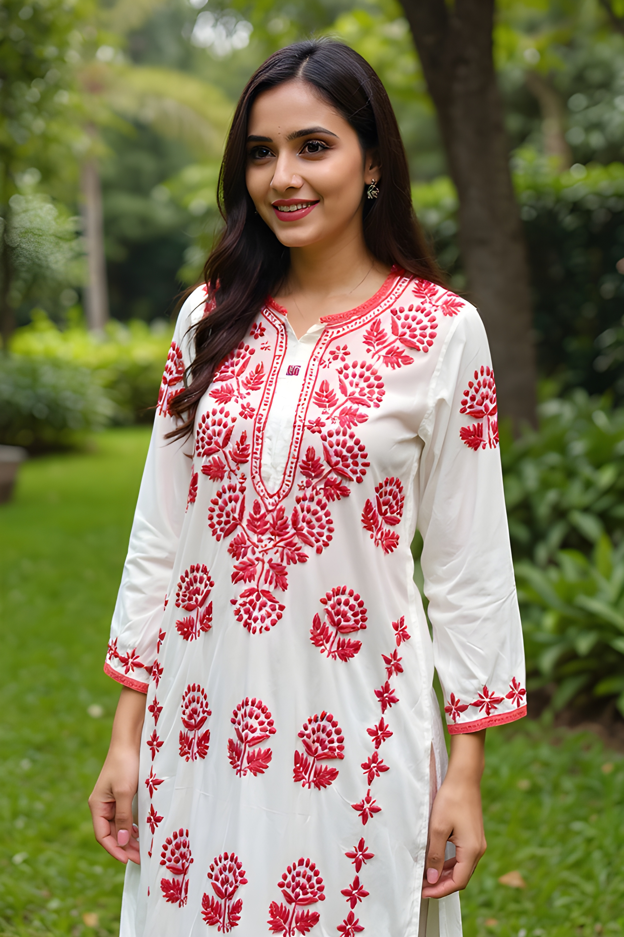 Red Embroidered Kurti