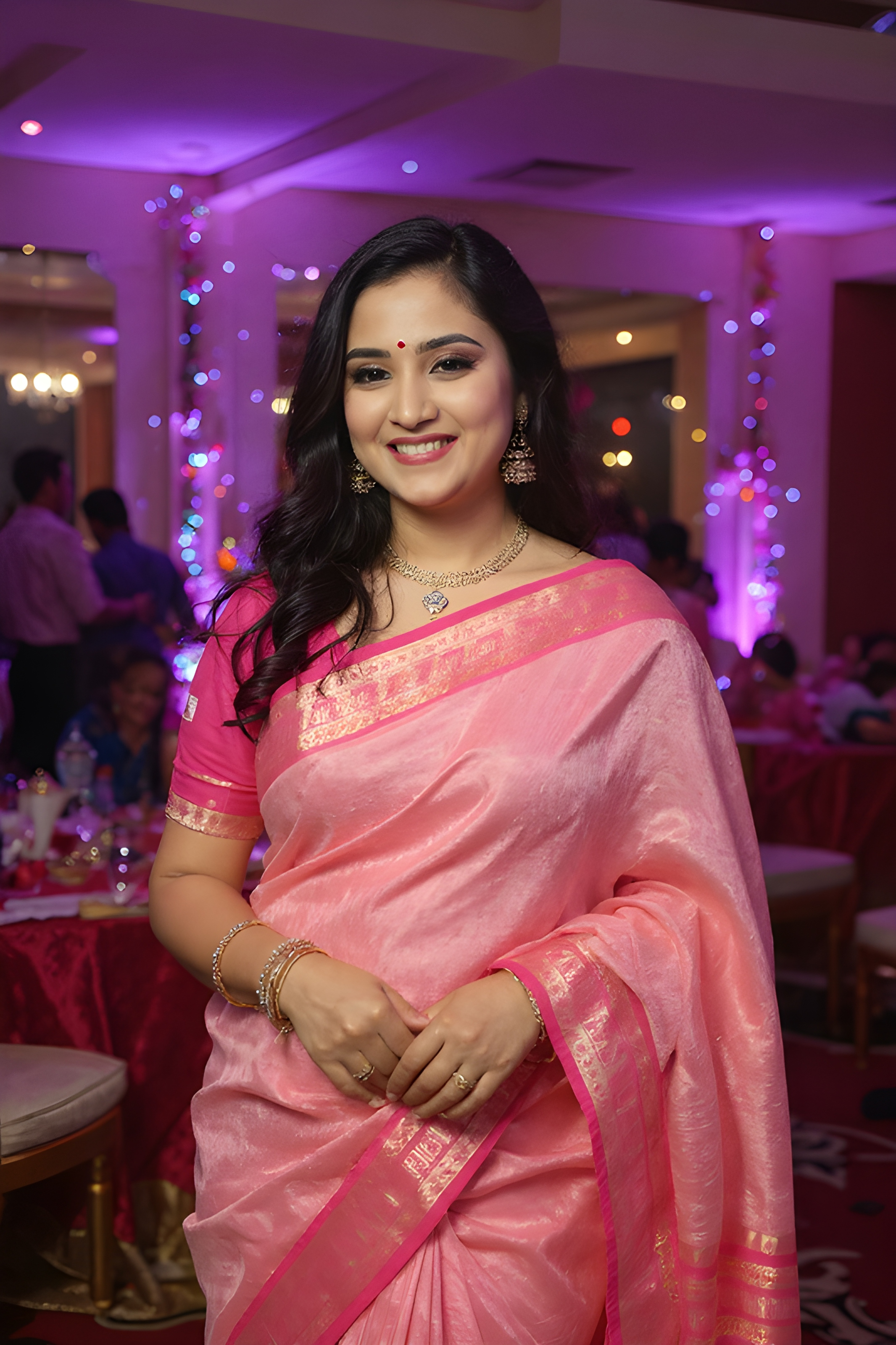 Pink Silk Saree view 2