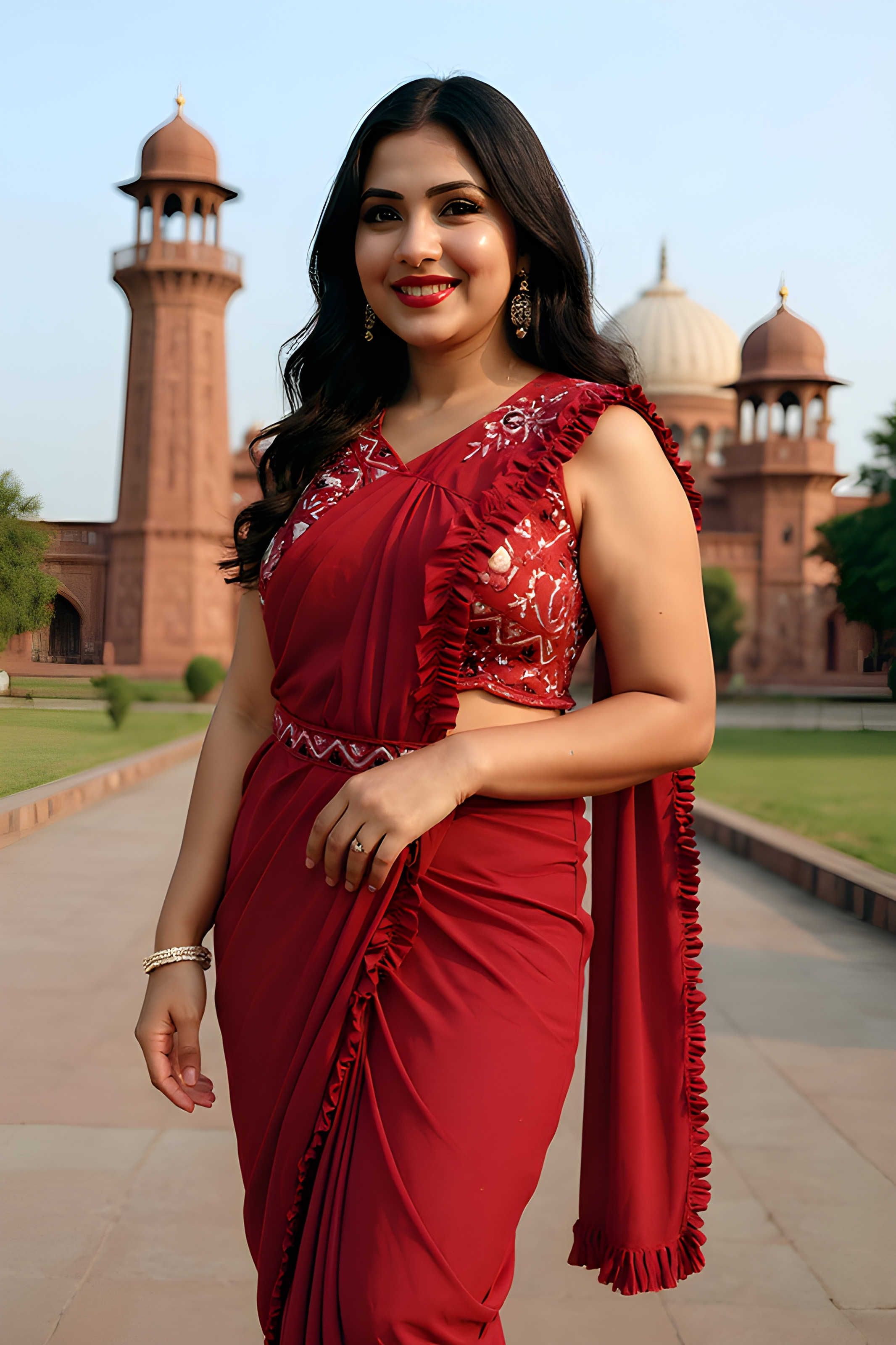 Elegant Maroon Ready To Wear Saree