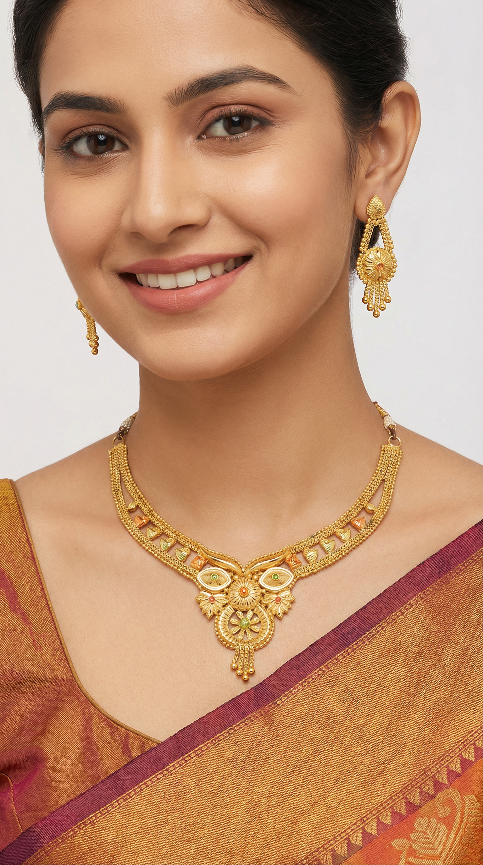 Gold Necklace and Earrings Set view 2
