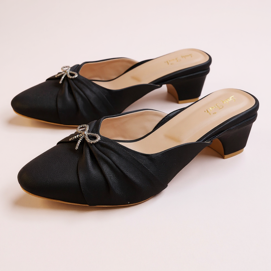 Black Satin Heel