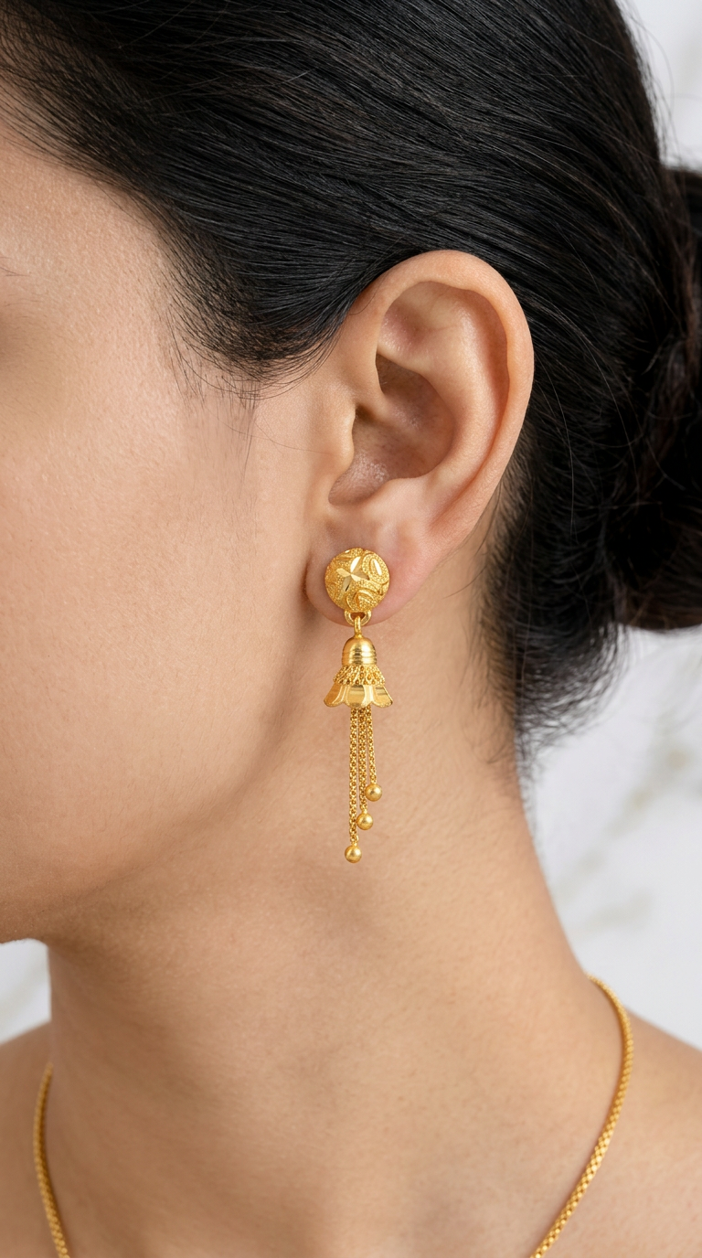 Gold Jhumka Earrings