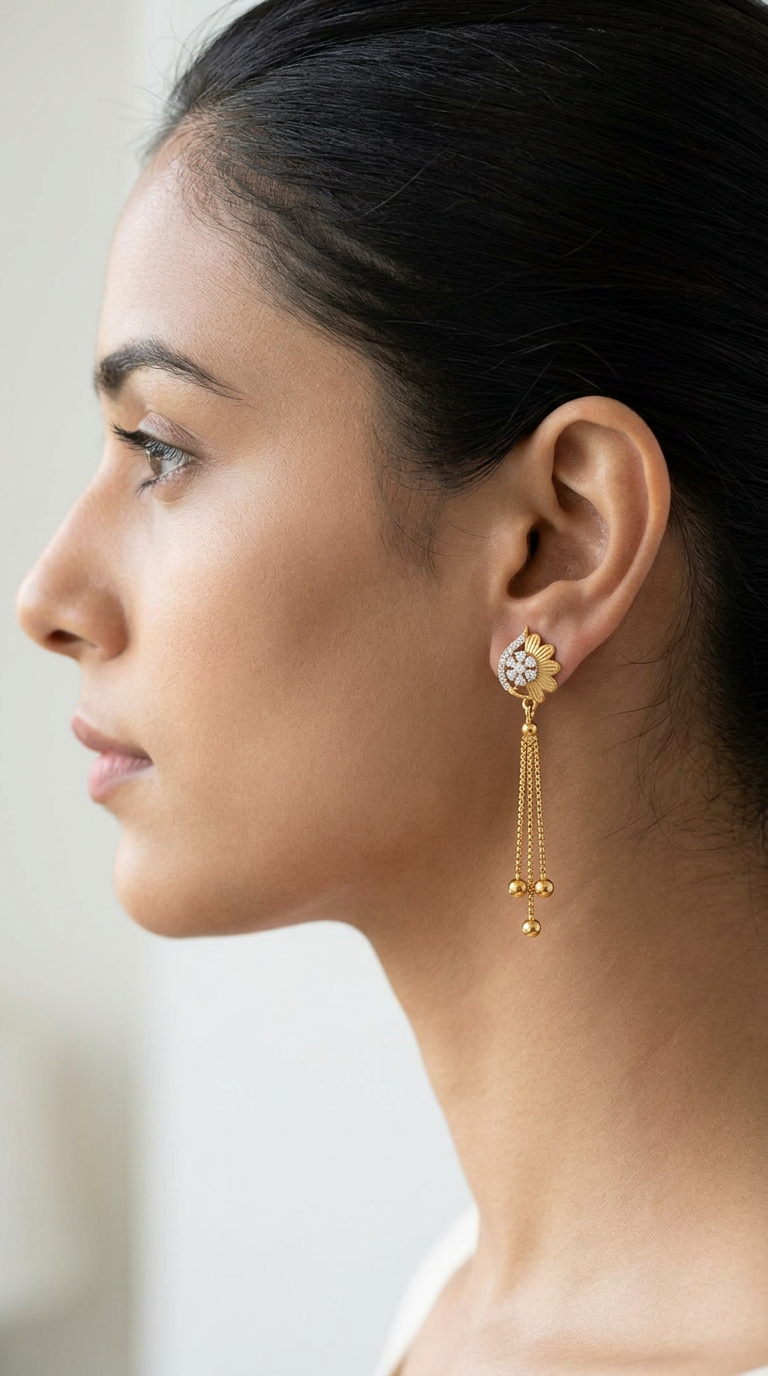 Floral Gold Dangle Earrings