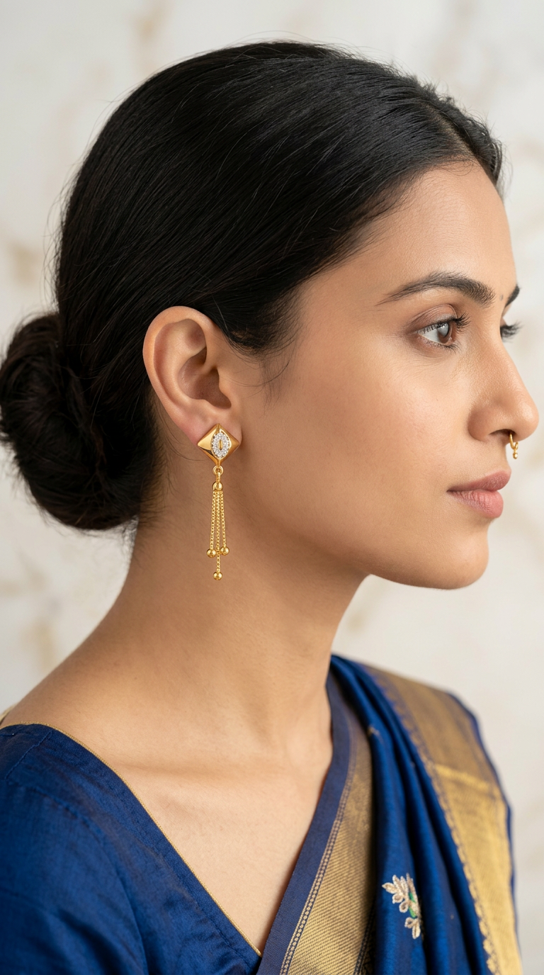 Gold Dangle Earrings--