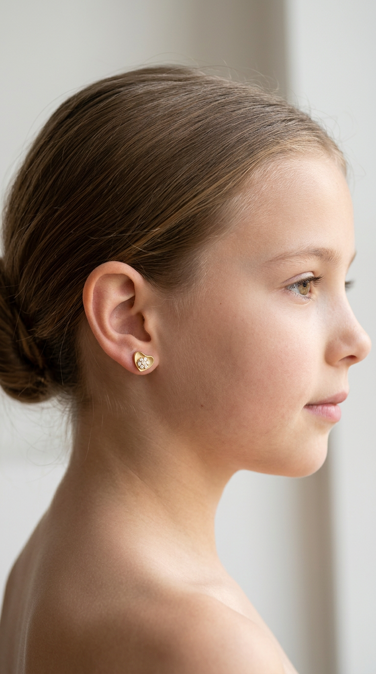 Heart Gold Stud Earrings