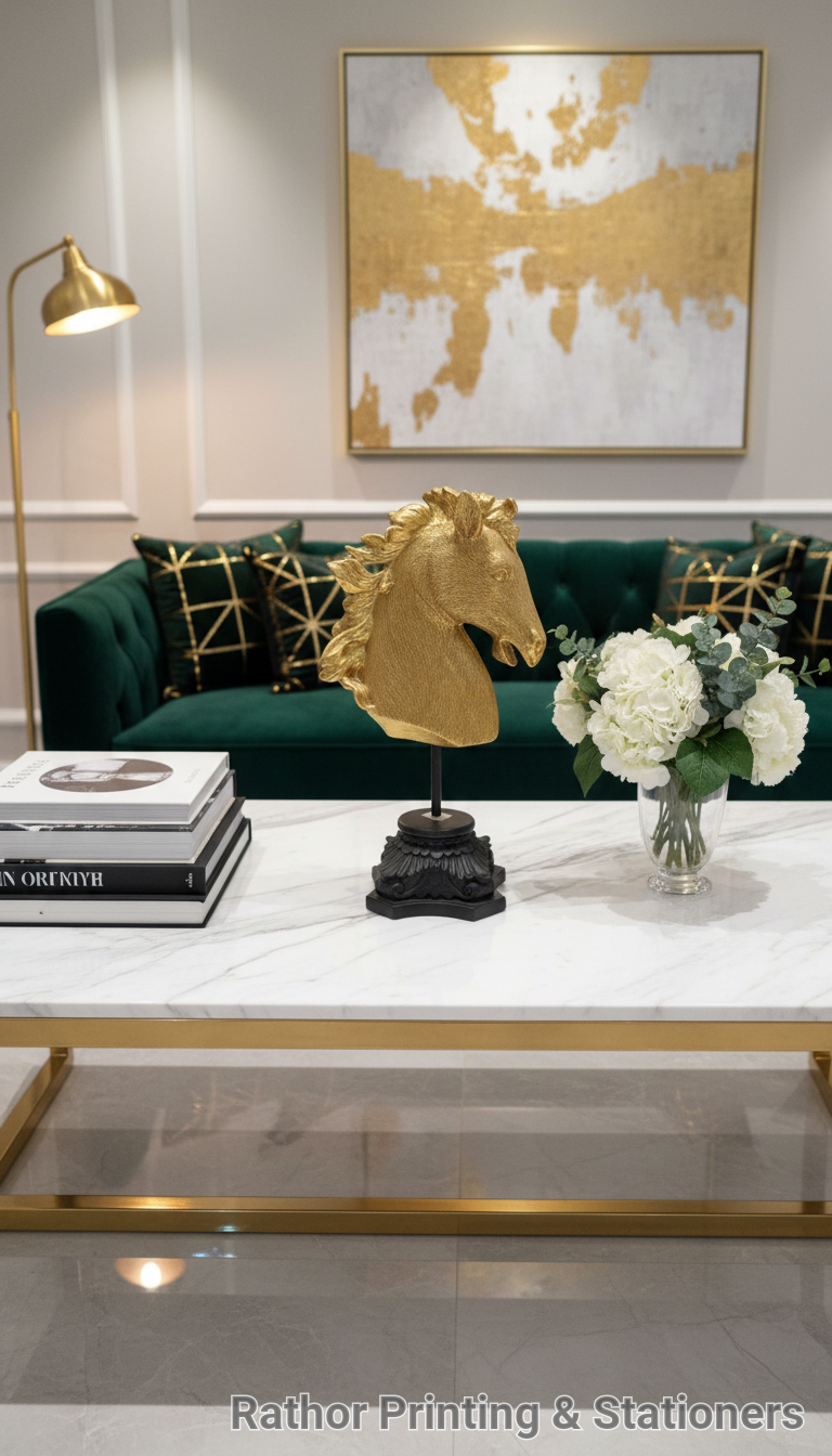 Golden Horse Head Sculpture