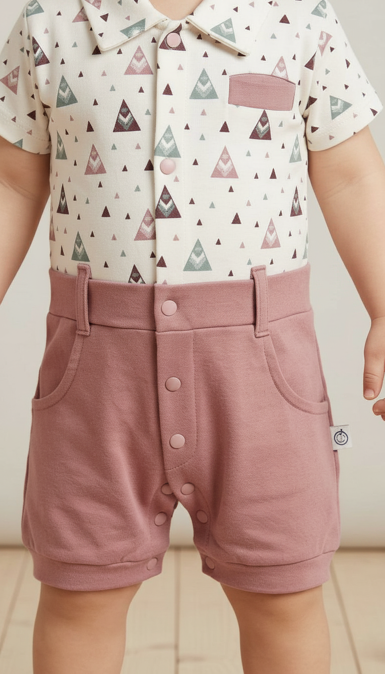 Patterned Baby Romper view 3