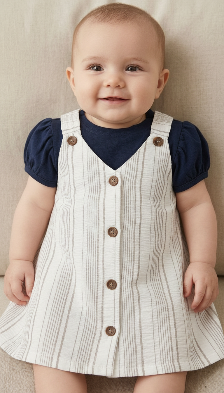 Striped Button-Up Baby Dress