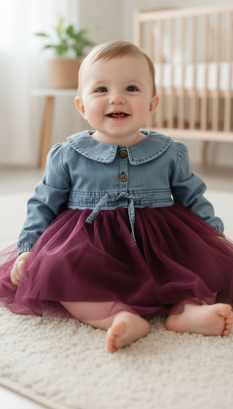 Baby Denim & Tulle Dress view 4