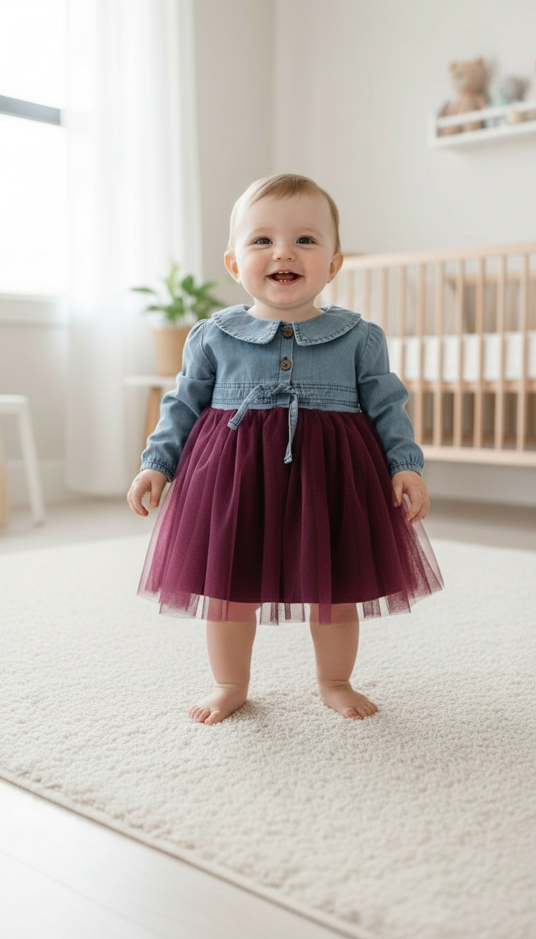 Baby Denim & Tulle Dress