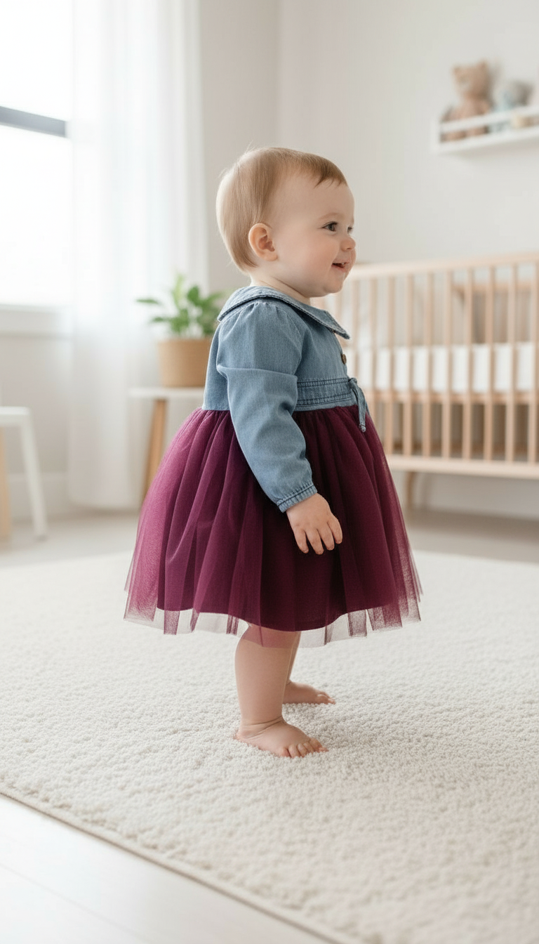 Baby Denim & Tulle Dress view 3