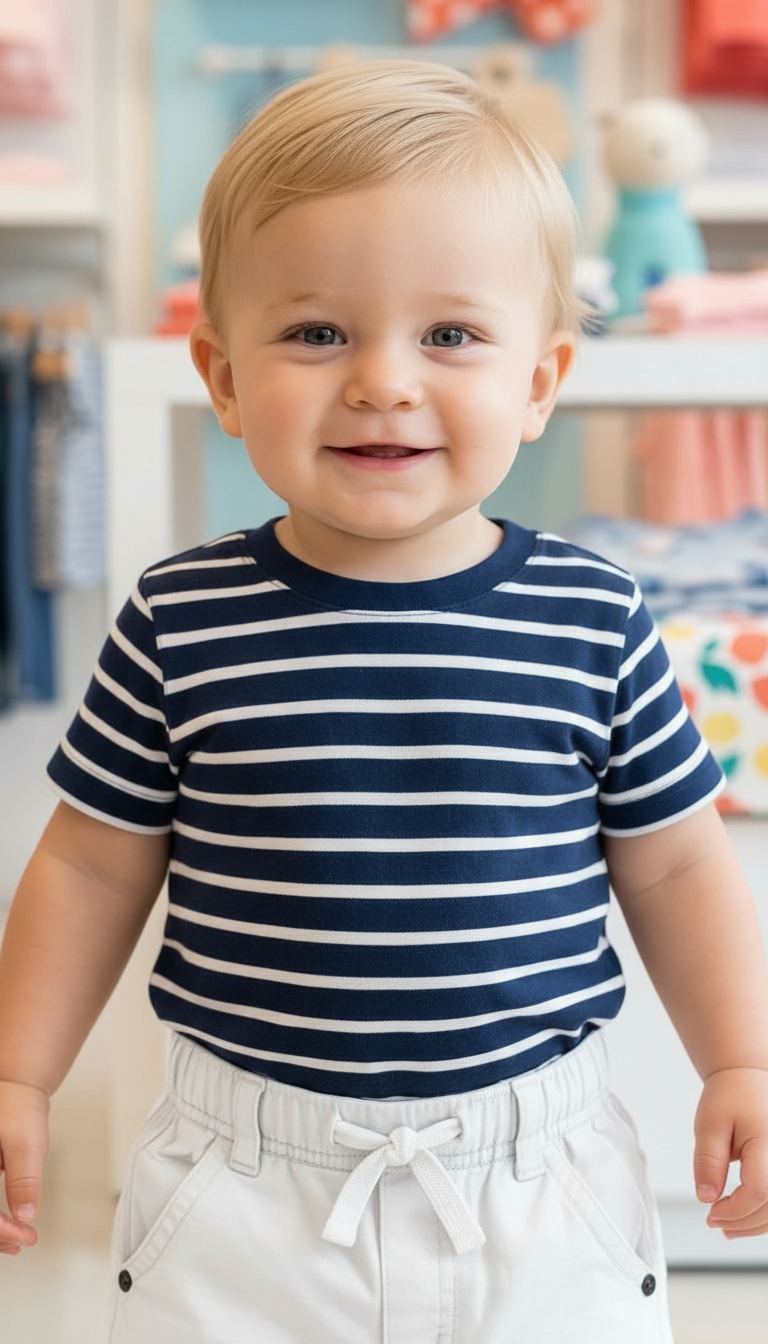 Striped T-Shirt and White Shorts Set view 6