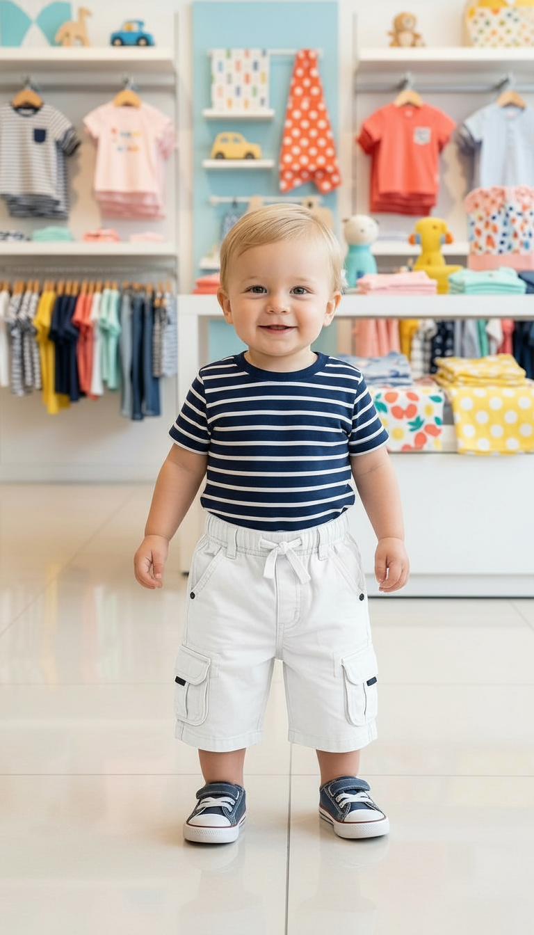 Striped T-Shirt and White Shorts Set
