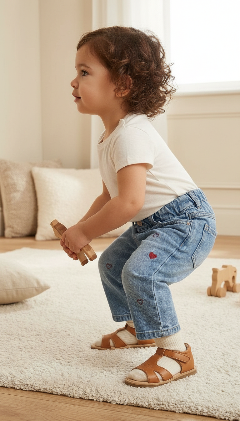 Kids Heart Embroidered Jeans view 2