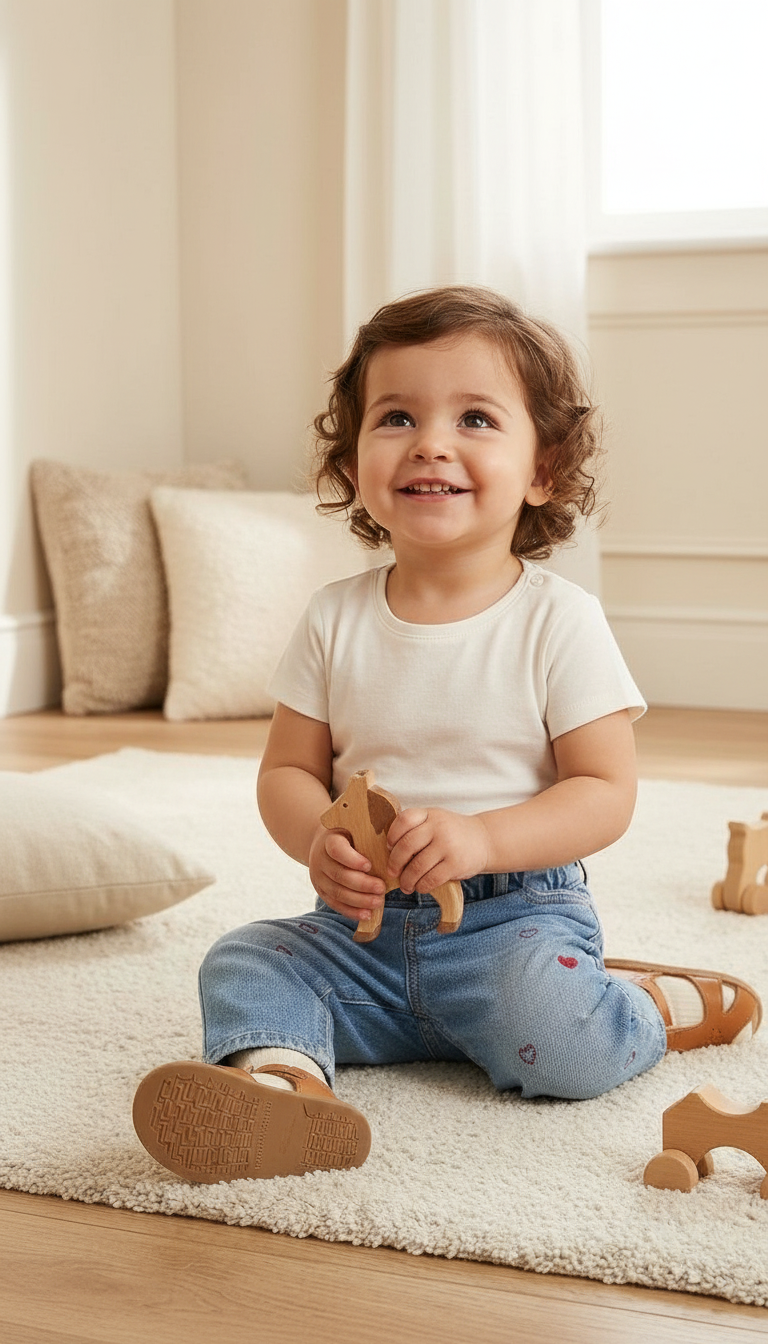 Kids Heart Embroidered Jeans view 7