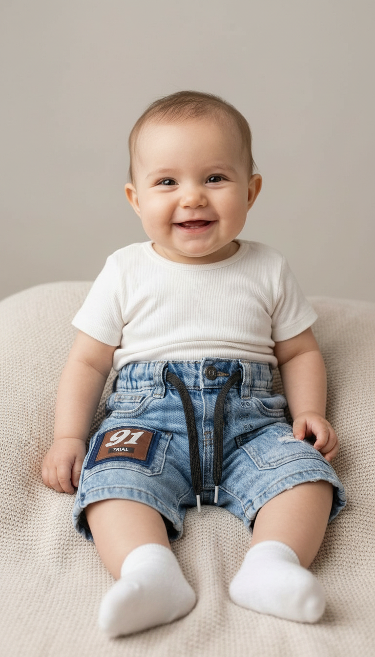 Denim Baby Shorts view 3