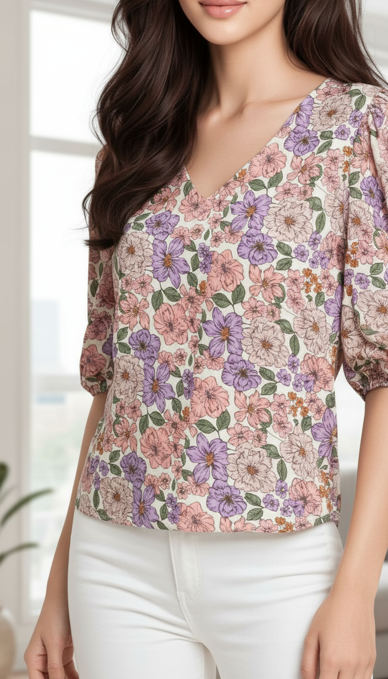 Flower Print Top view 2
