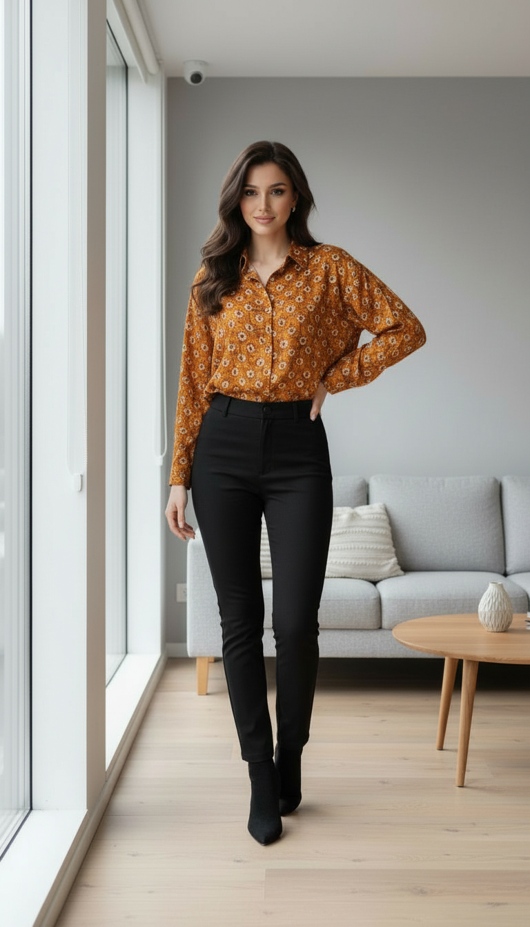 Satin Printed Shirt view 3