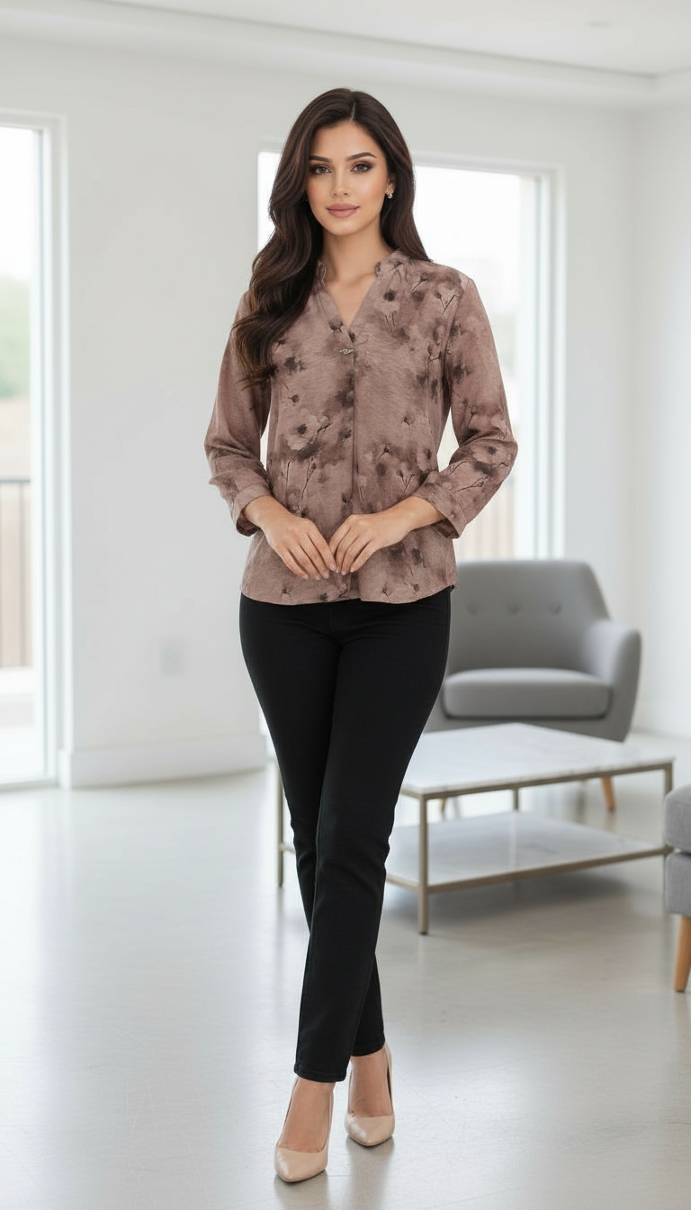 Floral V Neck Top Printed view 4