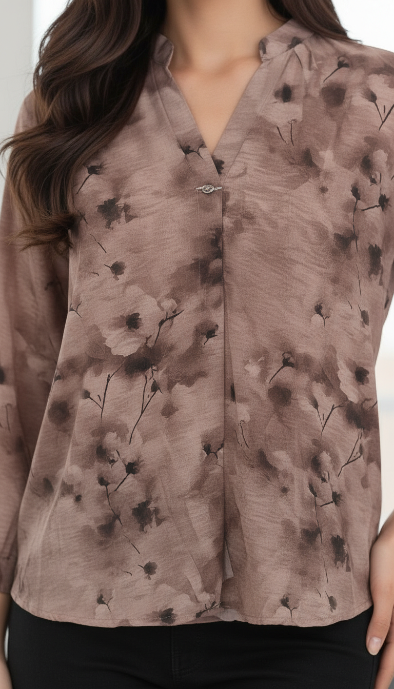 Floral V Neck Top Printed view 2