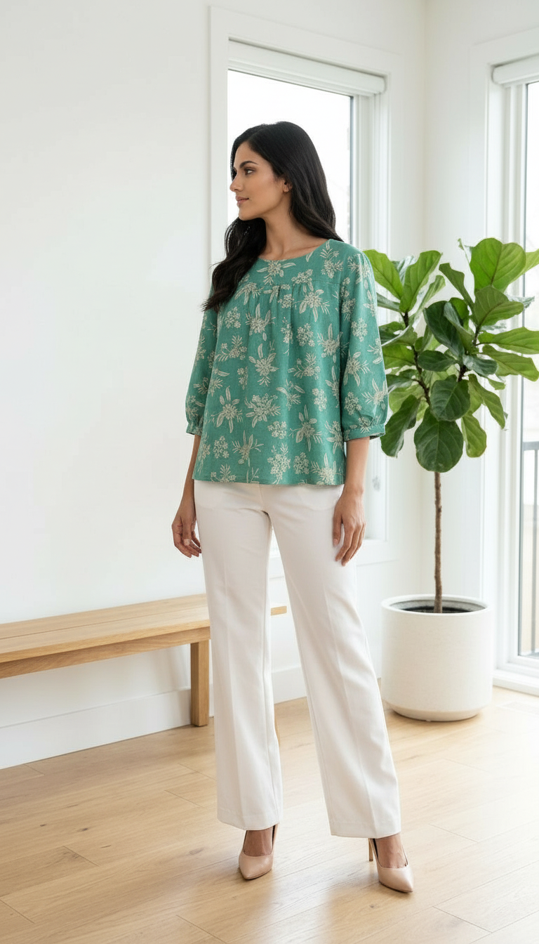 Flower  Print Top view 4